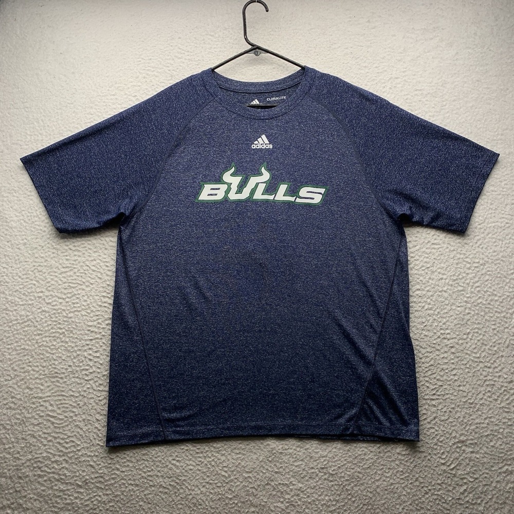 Adidas South Florida Bulls T-Shirt Mens Large L Blue Climalite #8 McDonald NCAA
